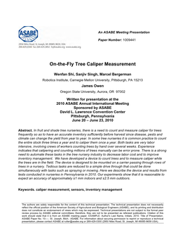 On-The-Fly Tree Caliper Measurement