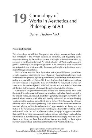 19Chronology of Works in Aesthetics and Philosophy Of