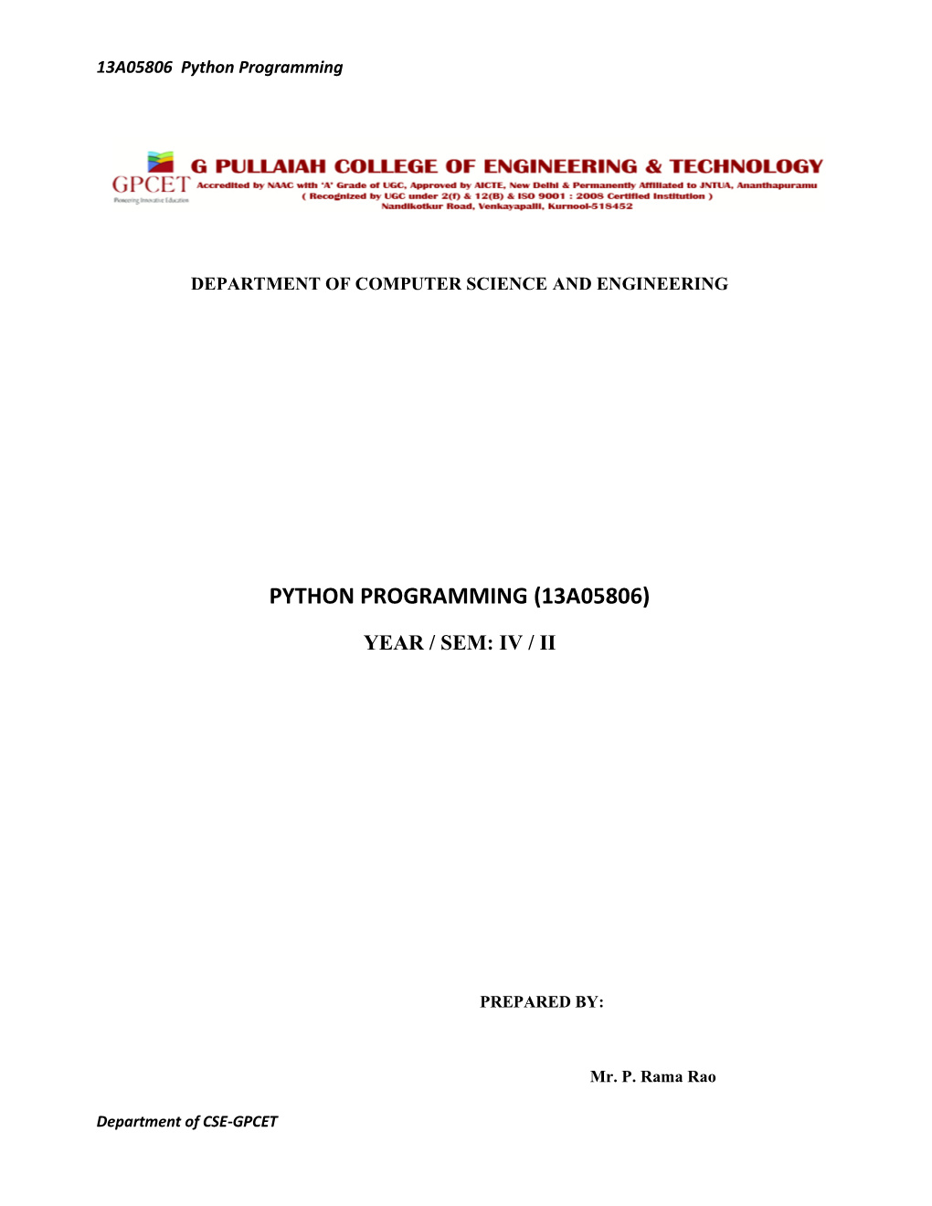 Python Programming (13A05806)