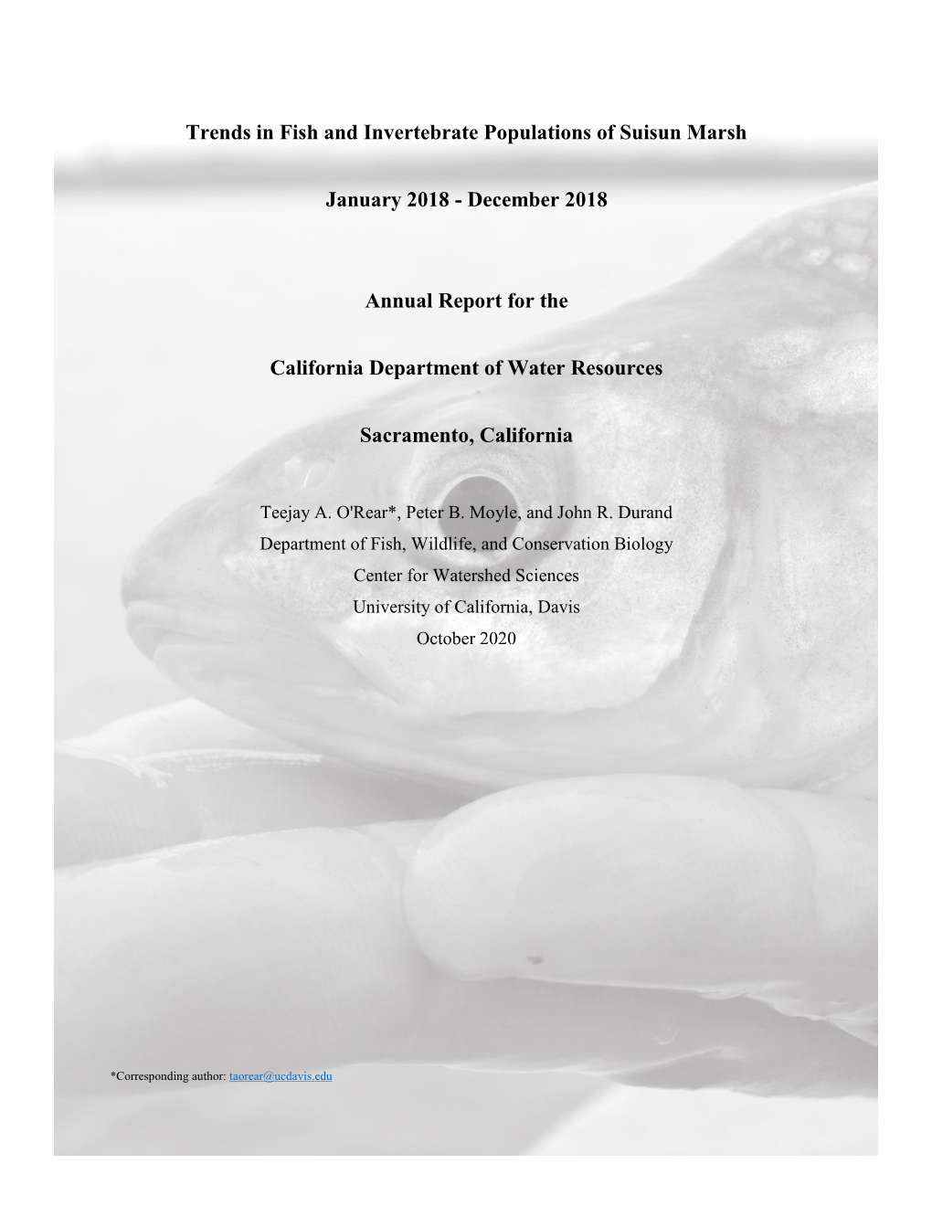 Suisun Marsh Fish Report 2018 Final.Pdf