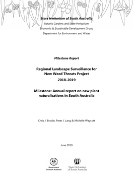 Regional Landscape Surveillance for New Weed Threats Project 2018-2019