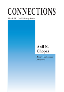 EERI Oral History Featuring Anil K. Chopra