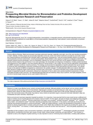 Prospecting Microbial Strains for Bioremediation and Probiotics Development for Metaorganism Research and Preservation