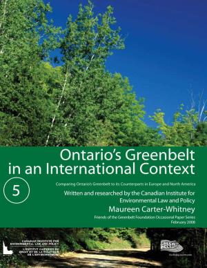 Ontario's Greenbelt in an International Context 5