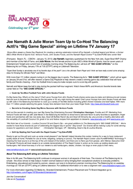 Joe Namath & Julie Moran Team up to Co-Host the Balancing
