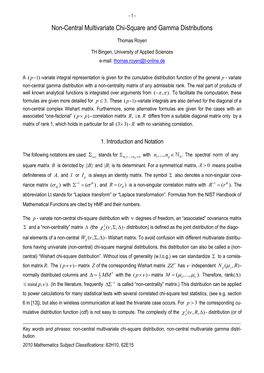 Non-Central Multivariate Chi-Square and Gamma Distributions