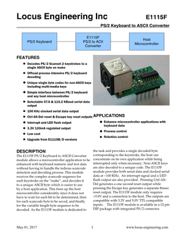 E1115F PS2 Keyboard to ASCII Converter Datasheet