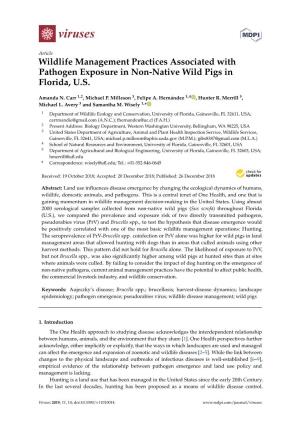 Wildlife Management Practices Associated with Pathogen Exposure in Non-Native Wild Pigs in Florida, U.S