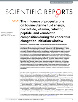 The Influence of Progesterone on Bovine Uterine Fluid Energy