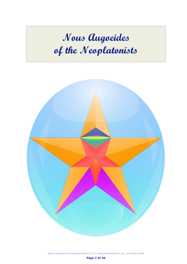 Nous Augoeides of the Neoplatonists