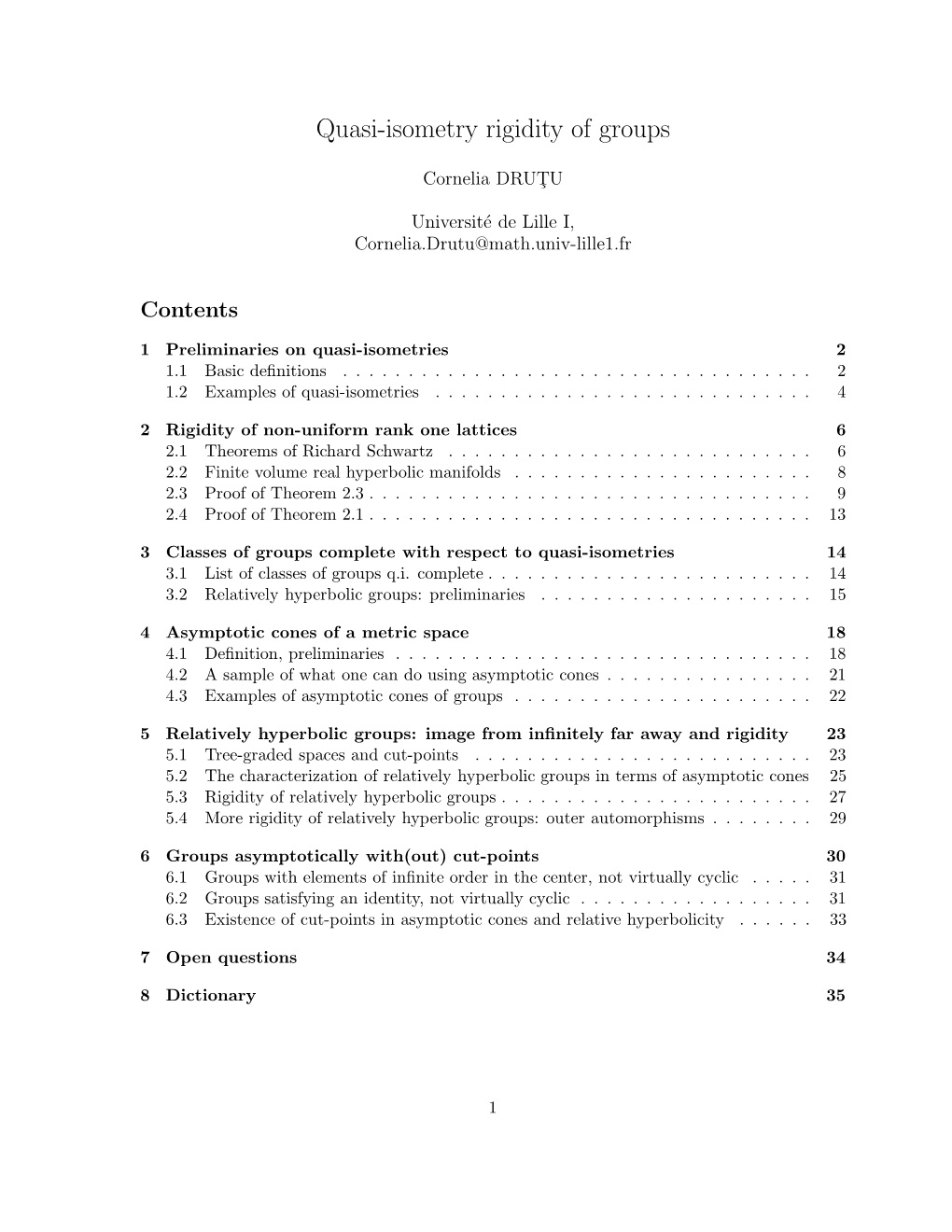 Quasi-Isometry Rigidity of Groups