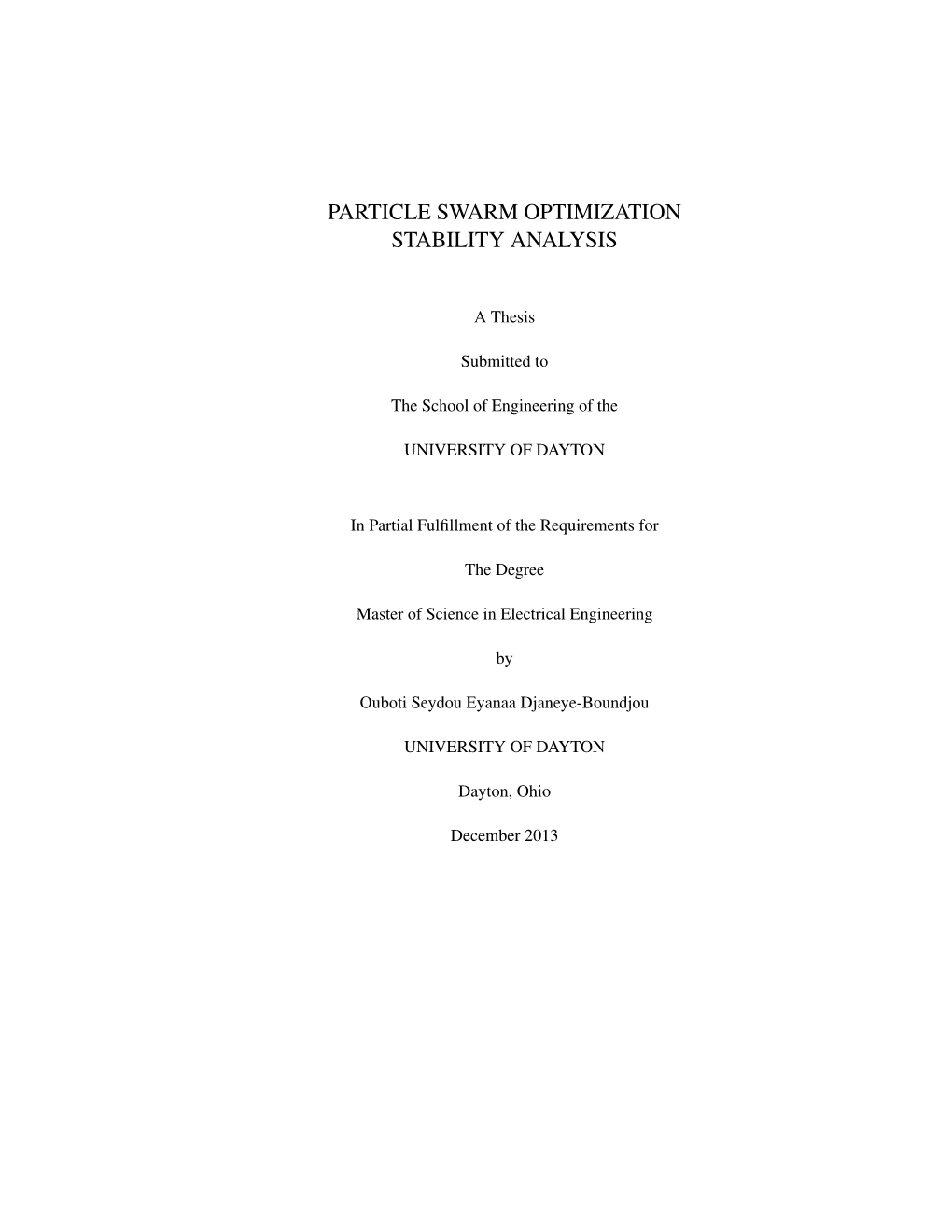 Particle Swarm Optimization Stability Analysis DocsLib