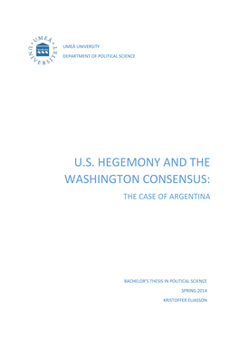 U.S. Hegemony and the Washington Consensus