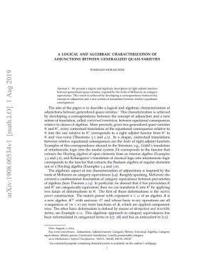 A Logical and Algebraic Characterization of Adjunctions Between Generalized Quasi-Varieties
