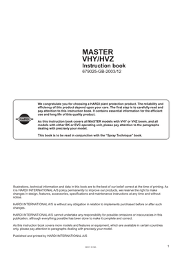 MASTER VHY/HVZ Instruction Book 679025-GB-2003/12