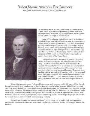 Robert Morris: America’S First Financier from Forbes Greatest Business Stories of All Time by Daniel Gross, Et Al