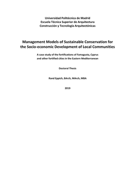 Management Models of Sustainable Conservation for the Socio-Economic Development of Local Communities