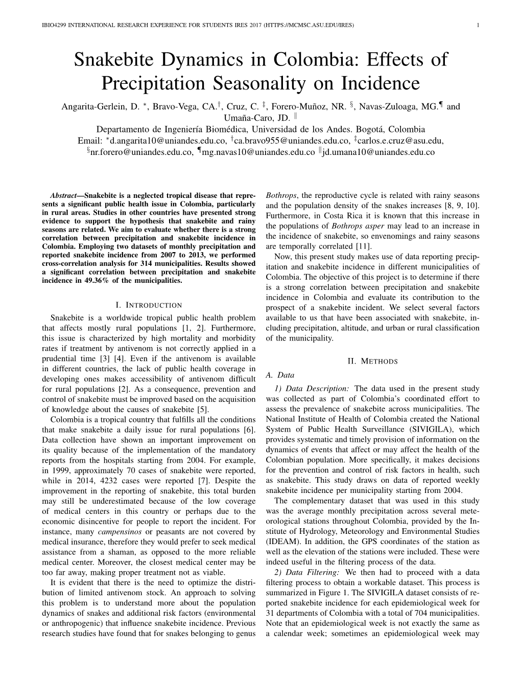 Snakebite Dynamics in Colombia: Effects of Precipitation Seasonality on Incidence Angarita-Gerlein, D