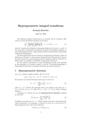 Hypergeometric Integral Transforms