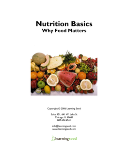 Nutrition Basics Why Food Matters