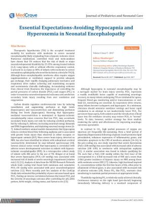 Essential Expectations-Avoiding Hypocapnia and Hyperoxemia in Neonatal Encephalopathy