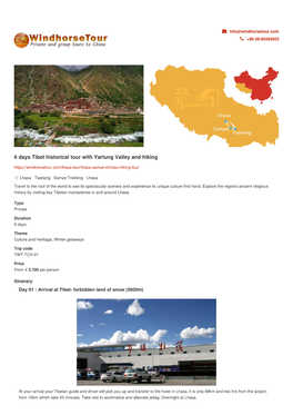 6 Days Tibet Historical Tour with Yarlung Valley and Hiking
