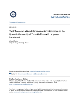 The Influence of a Social Communication Intervention on the Syntactic Complexity of Three Children with Language Impairment