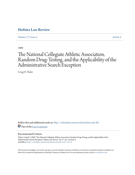The National Collegiate Athletic Association, Random Drug-Testing