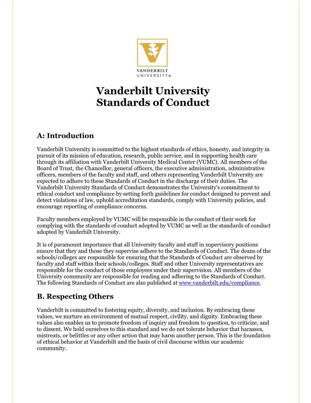 Standards of Conduct