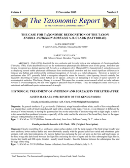 The Taxonomic Report of the INTERNATIONAL LEPIDOPTERA SURVEY