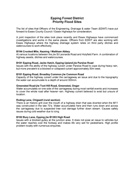 Epping Forest District Priority Flood Sites