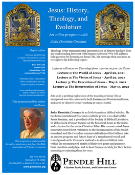Jesus: History, Theology, and Evolution an Online Program with John Dominic Crossan