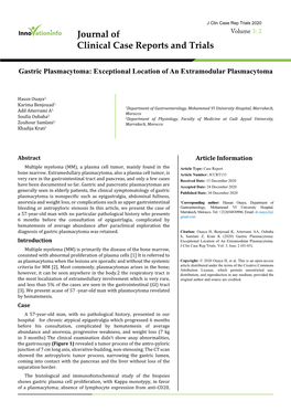 Gastric Plasmacytoma: Exceptional Location of an Extramodular Plasmacytoma