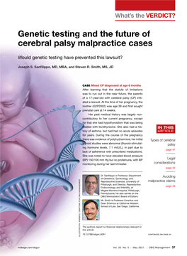 Genetic Testing and the Future of Cerebral Palsy Malpractice Cases