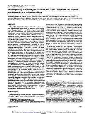 Tumorigenicityof Bay-Regionepoxidesand Other Derivativesof Chrysene and Phenanthrenein Newbornmice