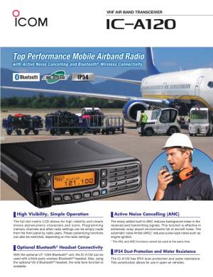 Top Performance Mobile Airband Radio with Active Noise Cancelling and Bluetooth® Wireless Connectivity