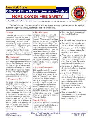 HOME OXYGEN FIRE SAFETY a Fact Sheet for Home Oxygen Users