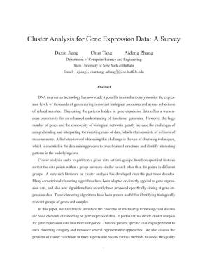 Cluster Analysis for Gene Expression Data: a Survey