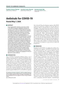 Antivirals for COVID-19 Posted May 7, 2020