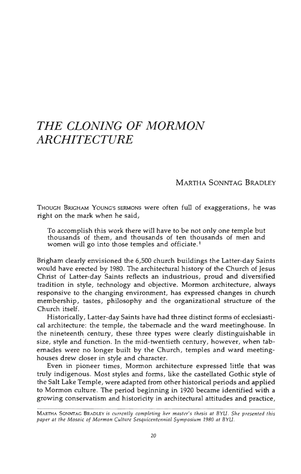 The Cloning of Mormon Architecture