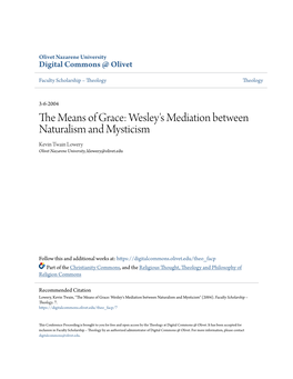 The Means of Grace: Wesley's Mediation Between Naturalism And