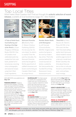 Top Local Titles What Makes West Coasters Tick? Find out Through This Eclectic Selection of Recent Releases, Available at Local Bookstores (Page 31).—Sheri Radford