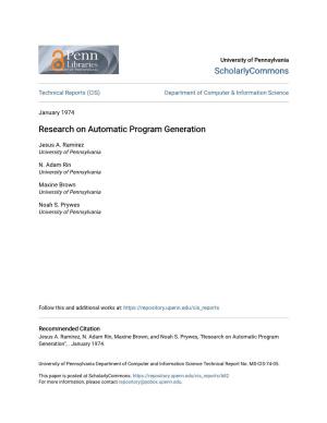 Research on Automatic Program Generation