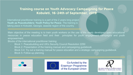 Training Course on Youth Advocacy Campaigning for Peace Kobuleti, 16-24Th of September, 2019