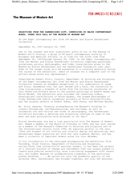 Page 1 of 3 Moma | Press | Releases | 1997 | Selections from The