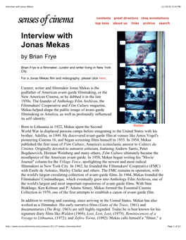 Interview with Jonas Mekas 12/28/07 9:42 PM