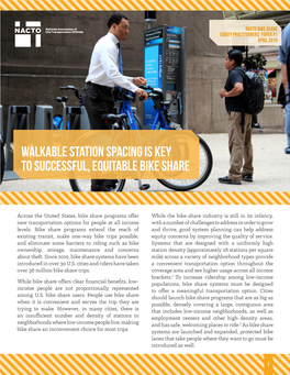 Walkable Station Spacing Is Key to Successful, Equitable Bike Share