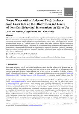 Saving Water with a Nudge (Or Two): Evidence from Costa Rica on The