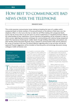 How Best to Communicate Bad News Over the Telephone