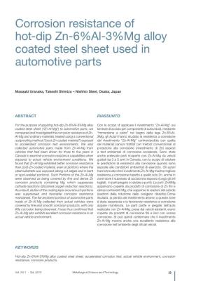Corrosion Resistance of Hot-Dip Zn-6%Al-3%Mg Alloy Coated Steel Sheet Used in Automotive Parts